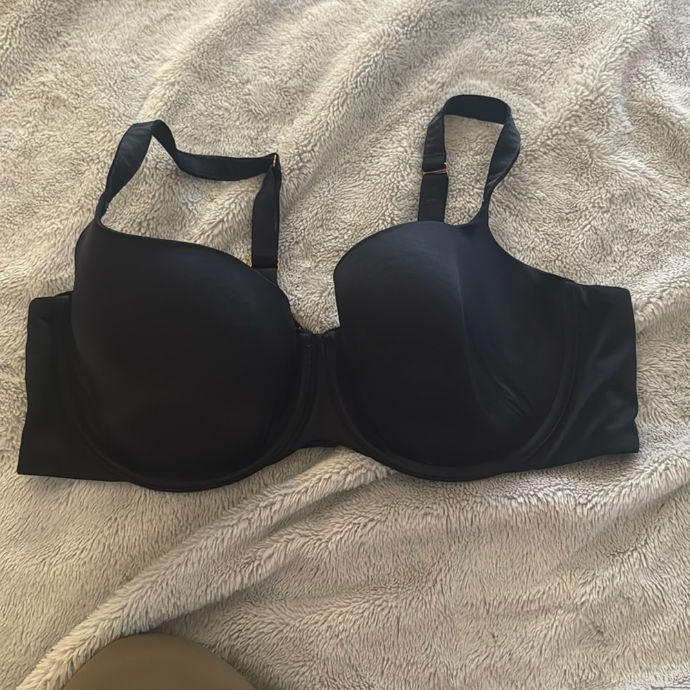 Gently used Savage X Fenty black t-shirt bra, size 42DD